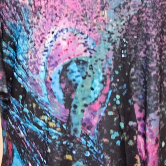 Lily By Firmiana Womens M Abstract Print Short Sleeve Tunic Top Polyester - Picture 7 of 10